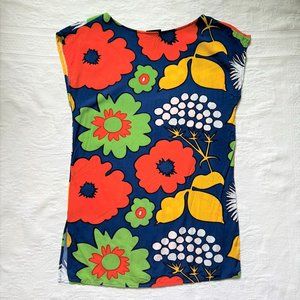 Marimekko x Target bold blue multicolored print abstract swimsuit cover up dress